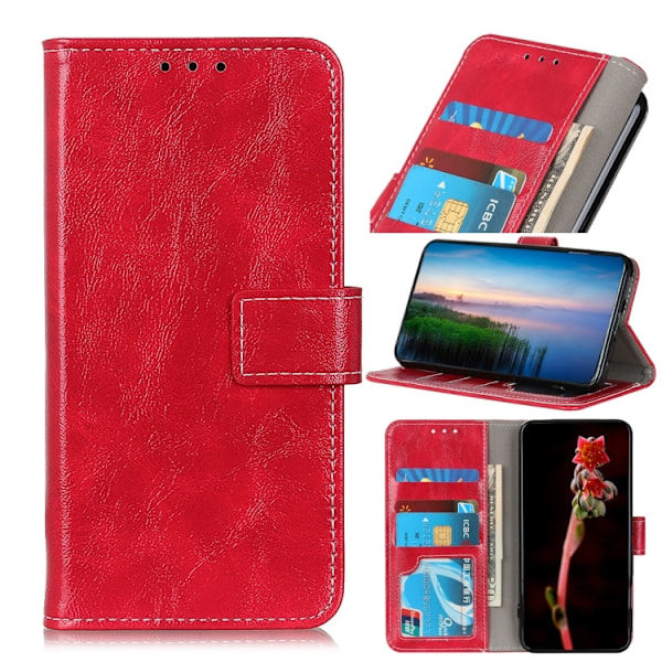 Xiaomi 13 Pro 5G Kotelo Crazy Horse Retro Nahka Punainen