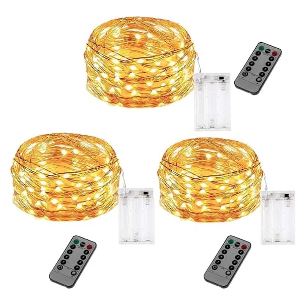3-pack batteridrivna ljusslingor med fjärrkontroll[CO]