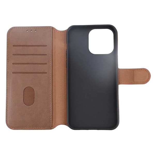 iPhone 15 Pro Max Wallet Case Leather Rvelon - Brown Brun brown
