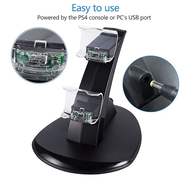 Dobbel USB-ladingstasjon for Playstation 4 PS4 / PS4 Pro / PS4 Slim-kontroller