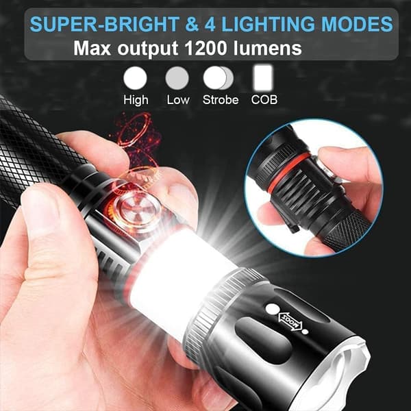 Rechargeable Flashlight, Magnetic Flashlight 360° COB Light, Sup