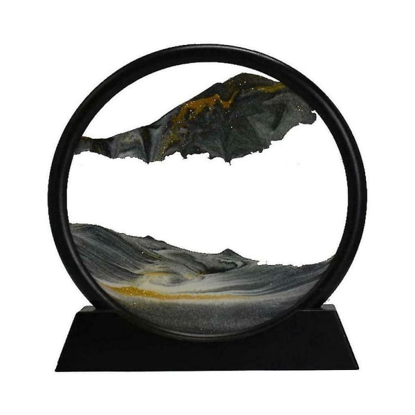 Flydende Sand Art Billede 3d Dynamisk Dybhavs Sand-scape 7in Sort Hvid Guld lin