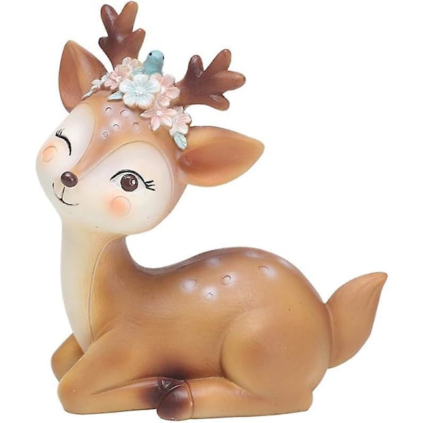 Deer doll toy decoration 4.1", cute deer doe Christmas home decoration resin decorations (elegant)