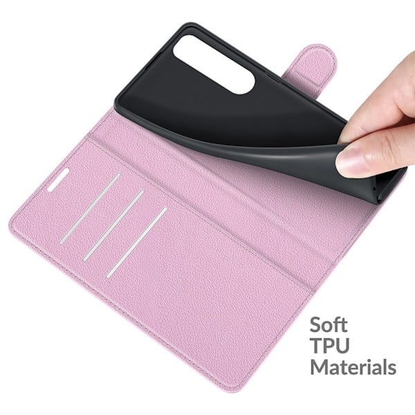Sony Xperia 5 III Etui Litchi Læder Lys Pink
