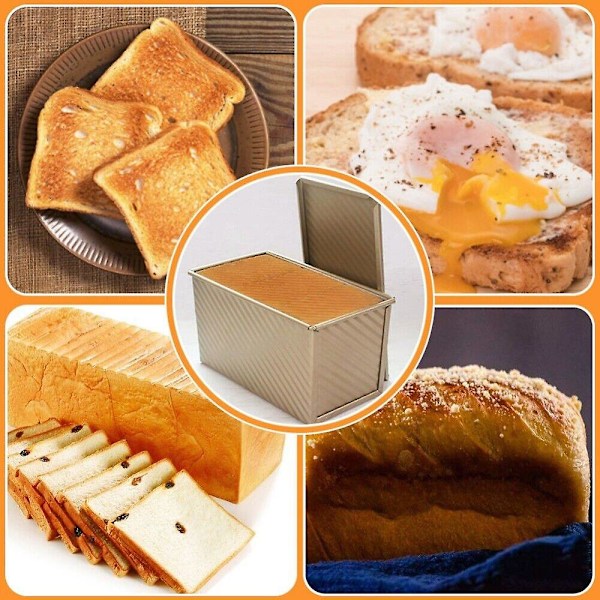 Brödform med lock Non-Stick Bakform Bröd Toastform Aluminium Korrugerad