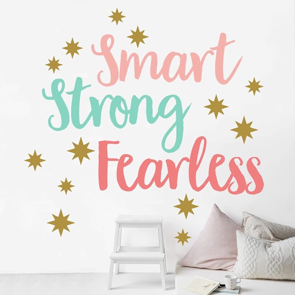 Inspirerande citat väggdekaler, smarta starka orädda färgglada väggklistermärken flickors sovrum