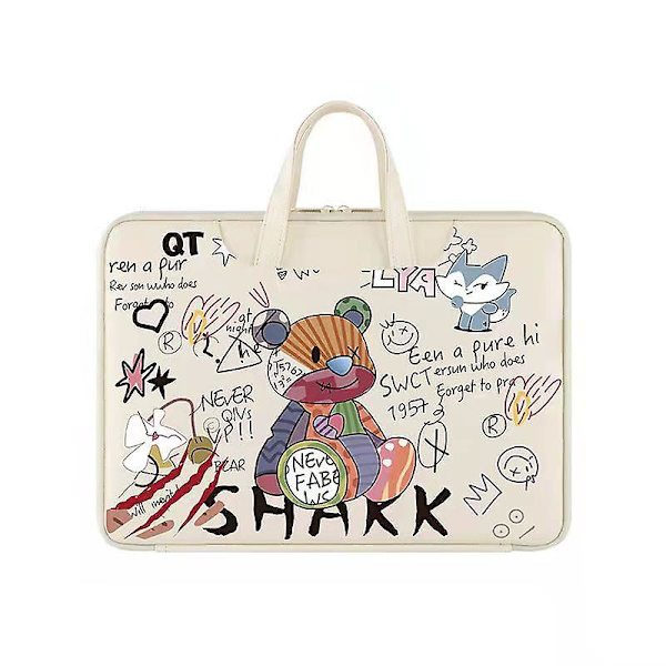 Laptop taske, 15 tommer, laptop taske cover håndtaske, hvid