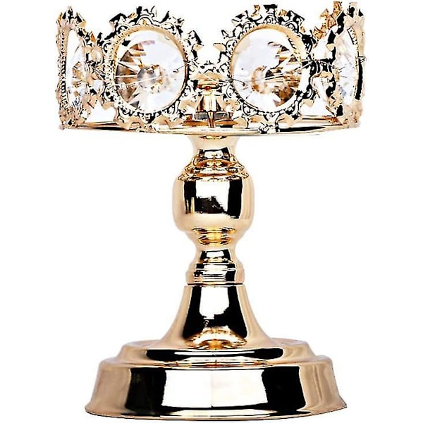 Guld Pillar Lysestage, Premium Guld Lysestageholder Med Deluxe Krystal Design(1stk, Guld)