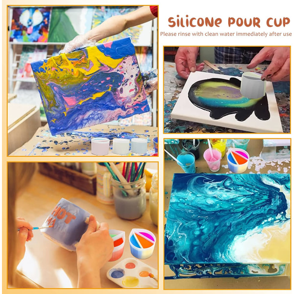 Återanvändbara delade koppar för färghällning, Paint Pour delad kopp
