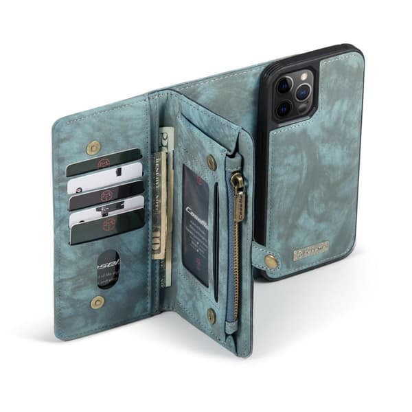 CASEME iPhone 12 Pro Max Retro lommebokveske - Blå Blå blue