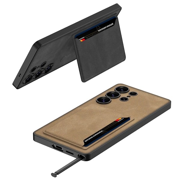 GKK Galaxy S25 Ultra Cover med Kortlomme/Støttefod Læder Grøn