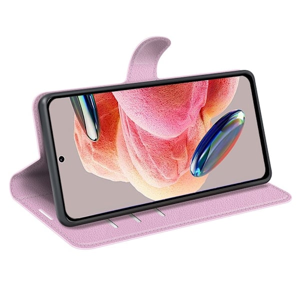 Xiaomi Redmi Note 12 4G Fodral Litchi Läder Ljusrosa