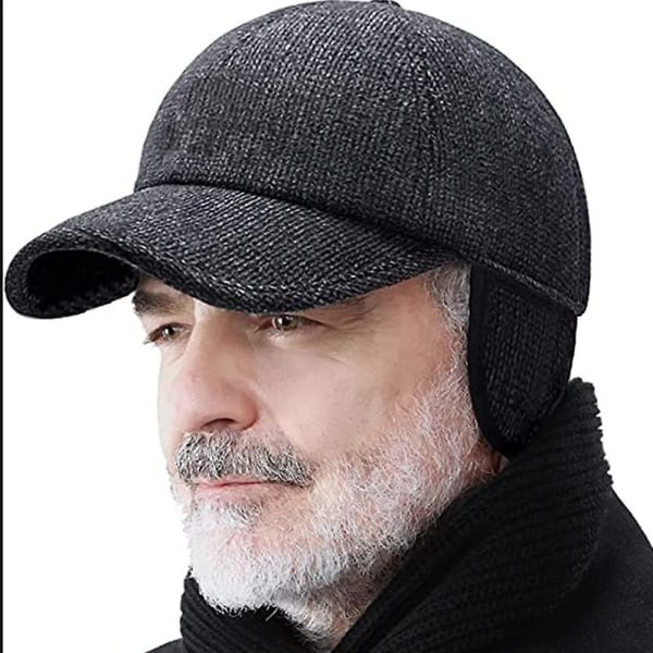 Herr Vinter Termisk Ull Tweed Spetsig Basebollkeps Svart