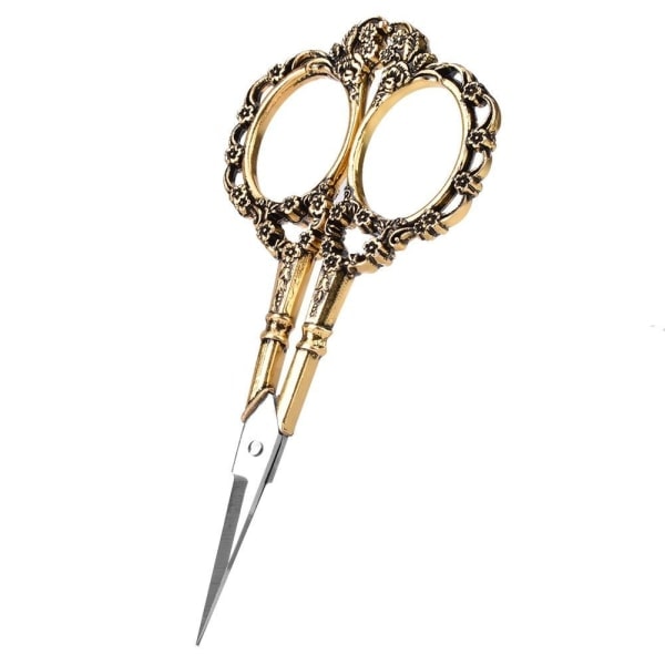 Rustfrit stål saks, vintage blomsterbroderi klassiske broderisaks, håndlavede saks (guld) Guld