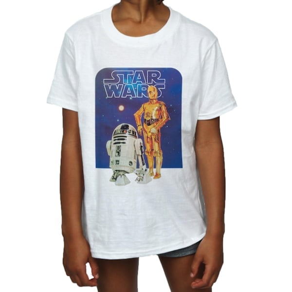 Star Wars T-shirt i bomuld til piger med R2-D2 og C-3PO, 9-11 år, hvid White 9-11 Years