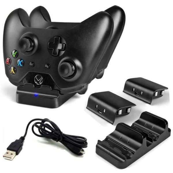 Ladestation til Xbox One til to controllere - med batterier【co】