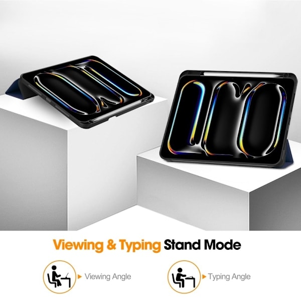 iPad Pro 11 2024 Kotelo Tri-Fold Kynäteline Tumman Sininen