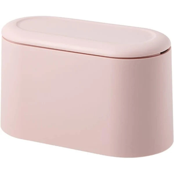 Mini soptunna för bord med lock för sovrum (rosa)