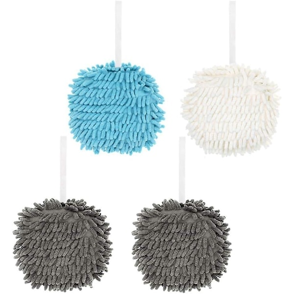 4 Chenillehanddukar Bollformade Handdukar Korall Fleece Mikrofiber Vattenabsorberande Mjuka Handdukar