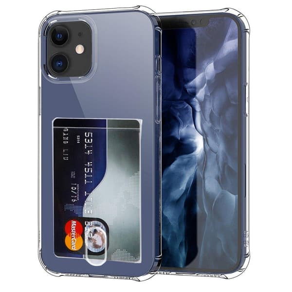 iPhone 12 Mini - Protective Practical Case with Card Holder Transparent transparent
