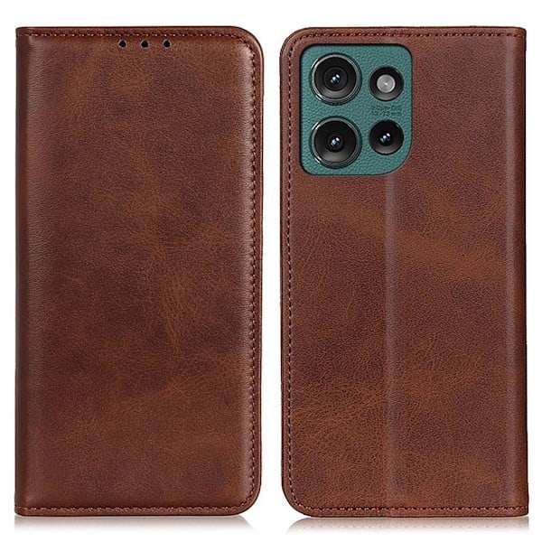 Motorola Edge 50 Flip Cover Spaltet Læder Brun