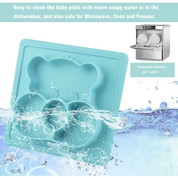 Halkskyddad silikonplatta sugkopp underlägg tallrik matskål matningsplatta med sked baby