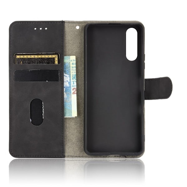 Sony Xperia 10 III - Skin Touch Nahkakotelo - Musta Musta