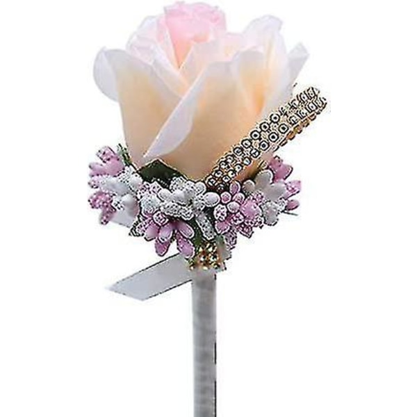 2 stk. Bryllups Boutonniere Kunstig Blomst Brudgom Groomsman Corsage Rose Silke Dragt Til Bryllup Prom Homecoming Champagne