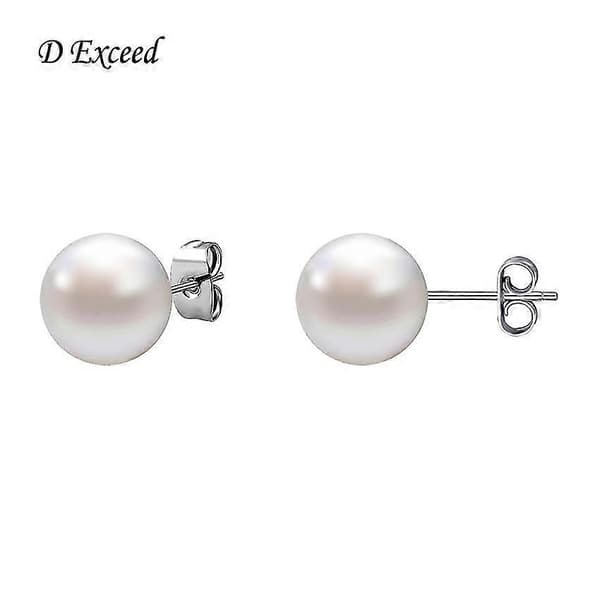[COQQ] 6 par perleøreringe sæt, 4/6/8/10/12/14 mm rustfrit stål stift hvide perleøreringe elegante øreringe (D)