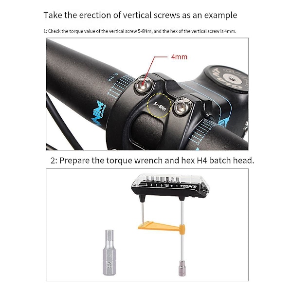 3-12nm vääntömomenttiavain 3/4/5/6mm T25 polkupyörän korjaustyökalut avain pyörän huoltoavain kuusiokoloavain