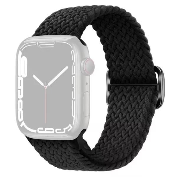Vävt tygarmband kompatibelt med Apple Watch 42/44/45/49 mm, svart