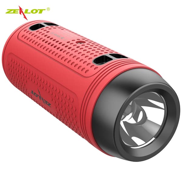 Portable Outdoor Bluetooth Speaker Waterproof Wireless Flashlight Fm Aux Music Speaker Red