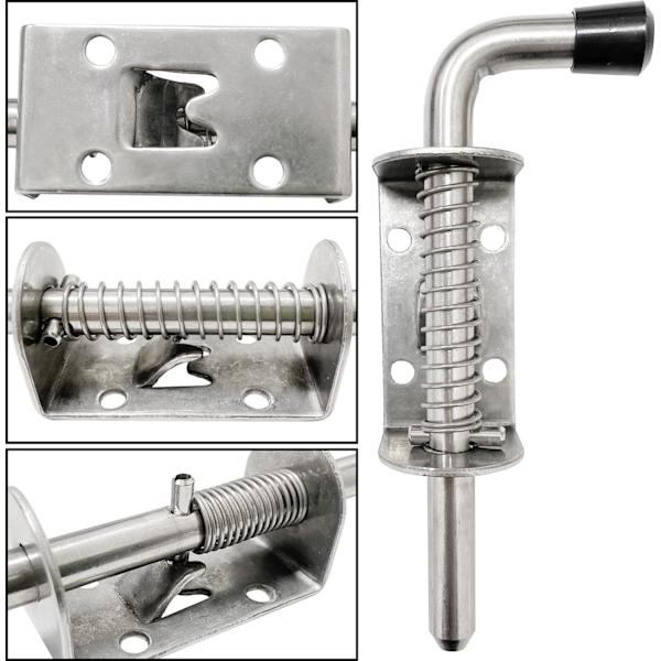 Spring Loaded Dörrlås, 304 Rostfritt Stål Tunn Dörrlås, Borstad Yta (2-pack)