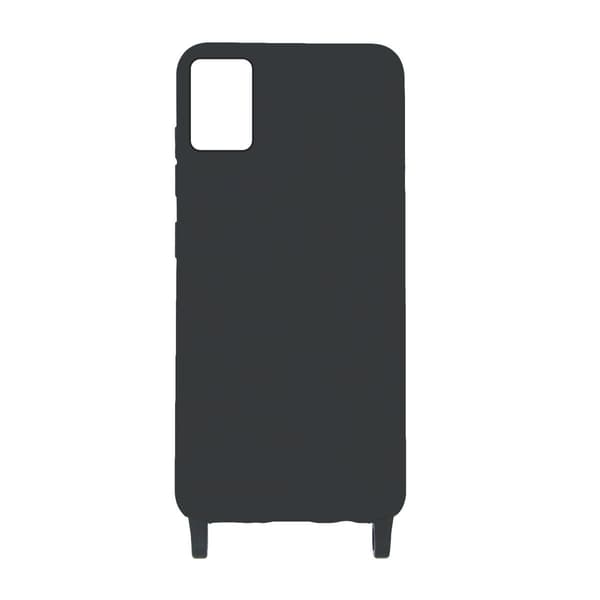 Samsung A71 Silicone Case with Strap/Necklace - Black Svart black
