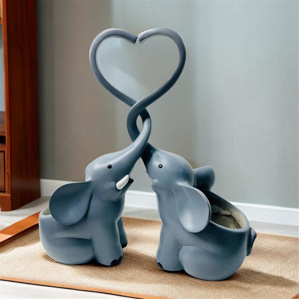 Hjemmehave Elefant Sukkulent Plantepot Hjem Par Elefant Ornament Tegneserie Par Elefant Su