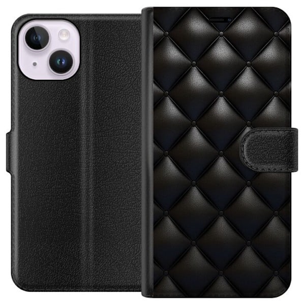 Apple iPhone 15 Plånboksfodral Läder Svart