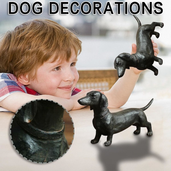 Dachshund-ornament i harpiks - Dachshund-statueornament - Hund i antikk stil - Samleobjekt