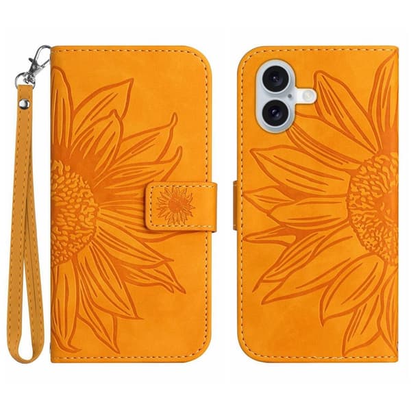 iPhone 17 præget blomsterpung etui - gul Gul yellow