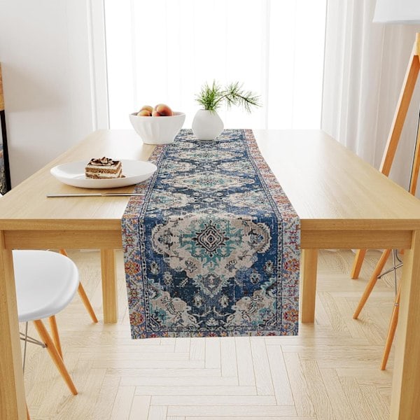 Boheme Stil Orange Bordløber, Landlig Rustik Bondegård Magisk Efterår Køkken Spisebordsdekoration til Hjemmefestdekor 33x183 cm Style 2