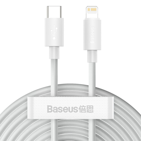 2-PACK BASEUS Wisdom 1.5m 20W Type-C - Lightning Kabel - Vit White White Vit
