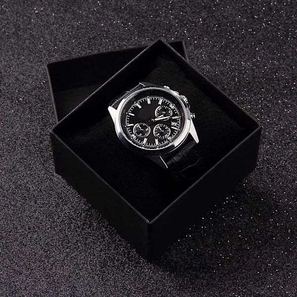 Enkel klokke gaveeske med pute - Pappur armbåndsur displayetui arrangør (svart)
