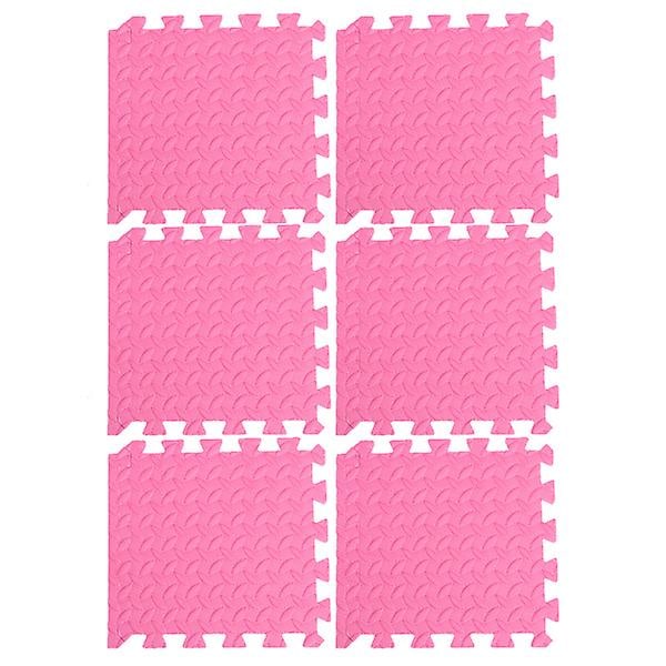 6 stk. Tykke Eva Bladkornplader, Sammenkoblingsplatformsmåtte, Beskyttende Pude, Sammenføjning Pink 30X30CM