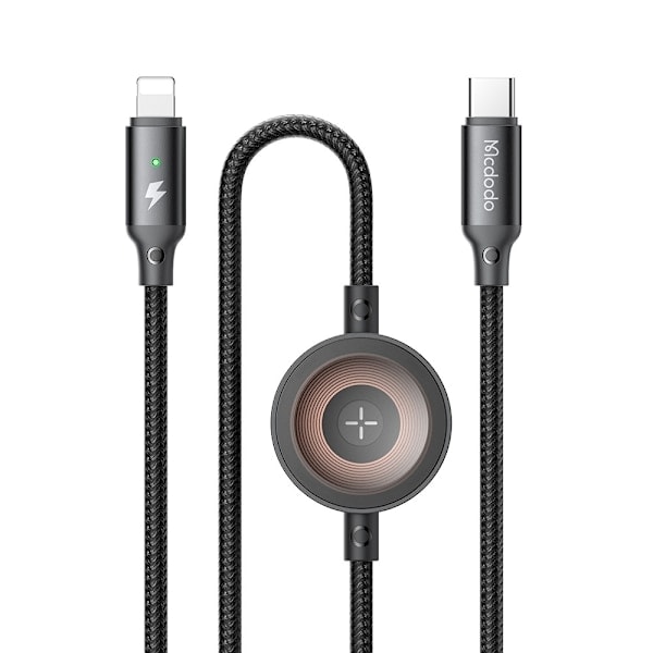 MCDODO 1,5 m 36W 2-i-1-kabel med Apple Watch-oplader, sort