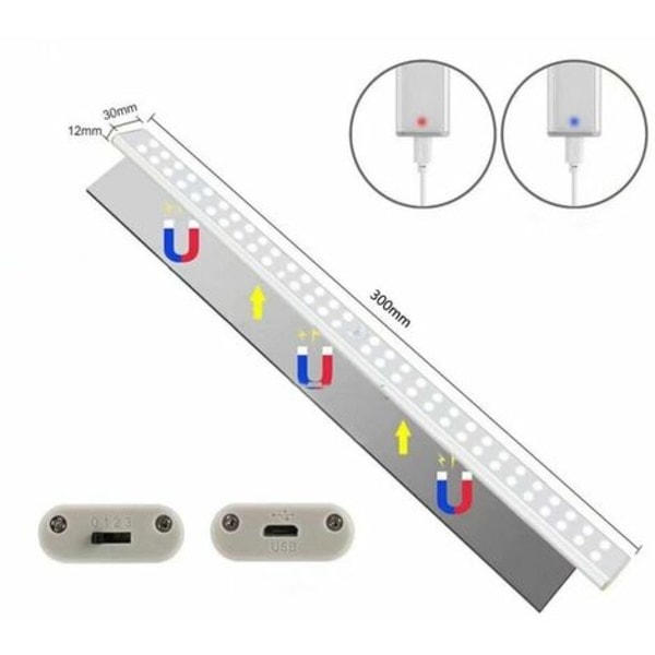 Genopladelig 40LED intelligent automatisk lyssensor (4 hastigheder fuldskærms hvidt lys)