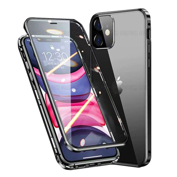 iPhone 12 - Stilig magnetisk dobbeltdeksel FLOVEME Silver