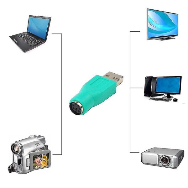 Lätt och praktisk USB-hane till PS2-hona kabeladapterkonverter för datorer PC bärbar dator bärbara datorer tangentbord mus