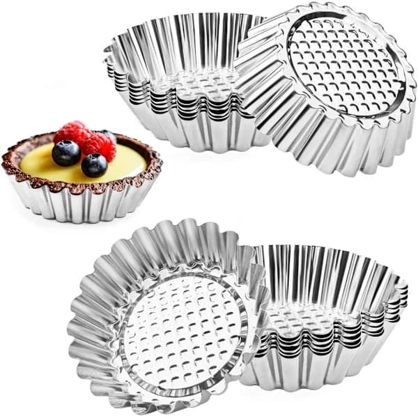 20-pack Cupcake Molds, 9.7 cm Stainless Steel Mini Pie Tartlet Cupcake Cake Muffin Pan Baking Tool