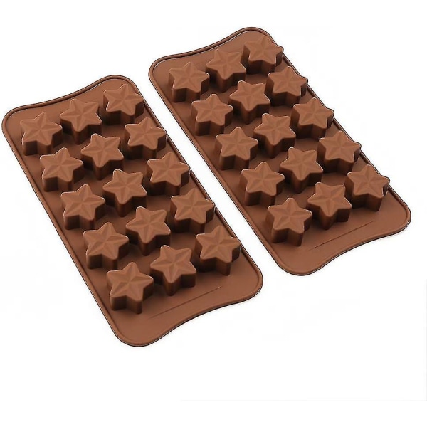 15-huls stjerneformet chokoladeform, sæt med 4 stk. non-stick fødevaregodkendt silikoneform til slikchokoladegelé, isterning
