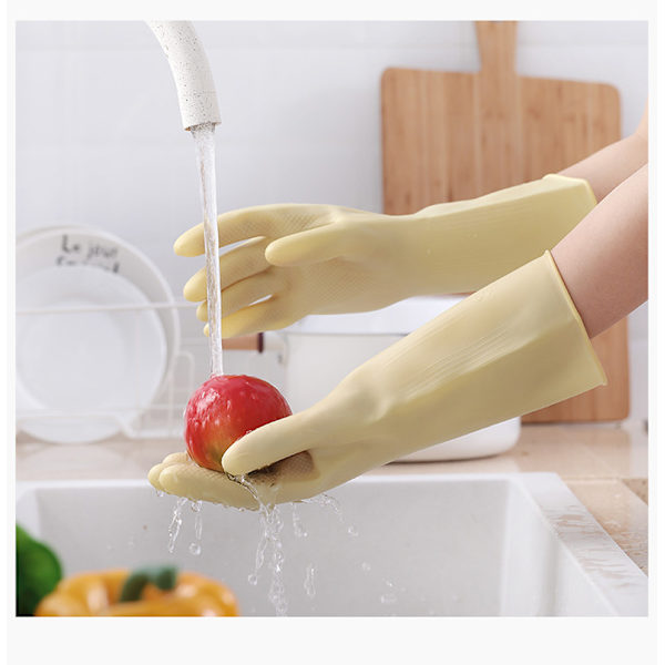 1 Pair Thickened Rubber and Plastic Dishwashing Gloves