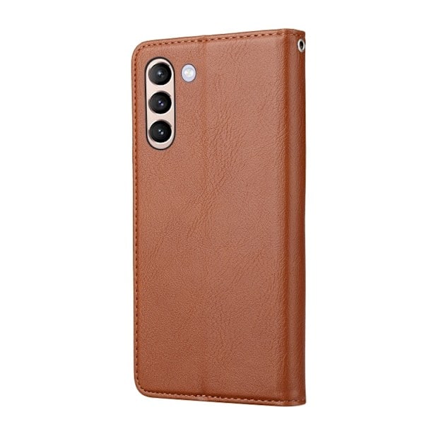 Samsung Galaxy S21 FE Flip Læder Etui Med Frontlomme Brun